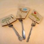 Herb Garden Markers Signs Stakes Tile Forks..